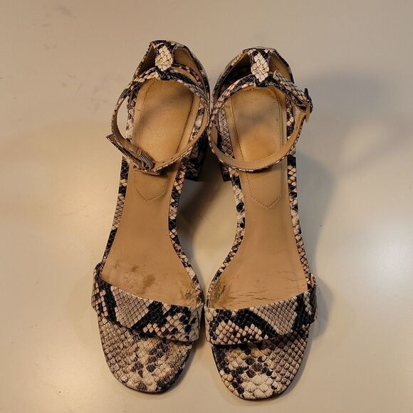 ALDO SNAKE SKIN BLOCK HEEL ANKLE STRAP OPEN TOE WOMEN"S SANDAL - Picture 3 of 16